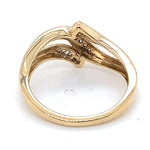 9CT YELLOW GOLD DIAMONDS SET IN CROSS OVER PATTERN DRESS RING