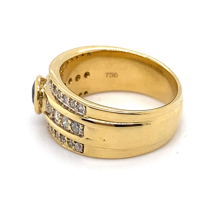 18CT YELLOW GOLD CEYLON SAPPHIRE & DIAMOND DRESS RING VALUED @ $5599
