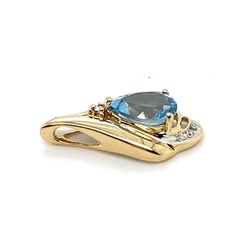 9CT YELLOW GOLD TOPAZ & DIAMOND PENDANT