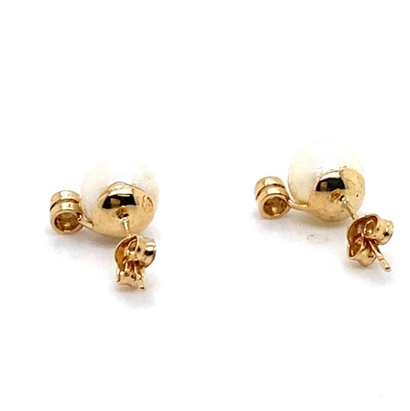 18CT YELLOW GOLD PEARL & DIAMOND STUD EARRINGS VALUED @ $1999