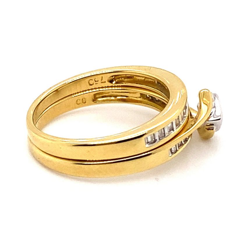 18CT YELLOW & WHITE GOLD WRAP AROUND STYLE DIAMOND BRIDAL SET VALUED @ $3399