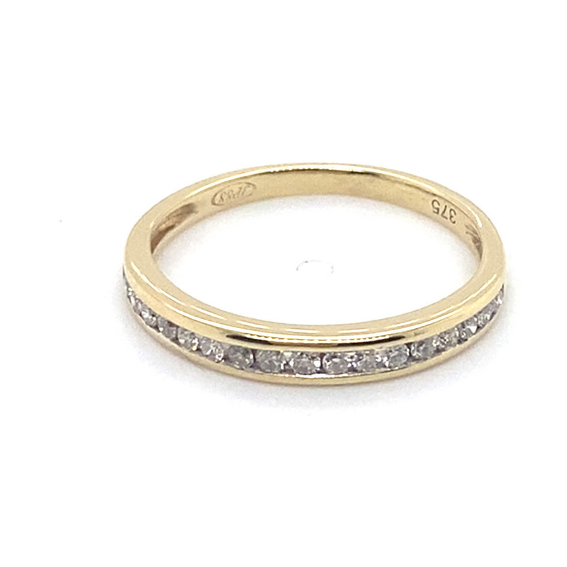 9CT YELLOW GOLD CHANNEL SET DIAMOND DRESS RING