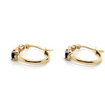 9CT YELLOW GOLD SAPPHIRE & DIAMOND HOOP EARRINGS