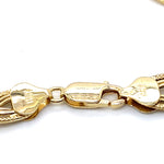 9CT YELLOW GOLD 20CM PATTERNED DOUBLE CURB LINK HOLLOW BRACELET