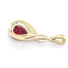9CT YELLOW GOLD SYNTHETIC RUBY & DIAMOND SET IN DROP STYLE PENDANT