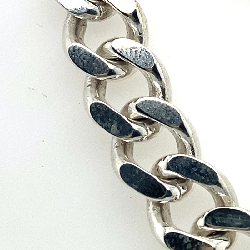 46CM SILVER SOLID CURB LINK CHAIN