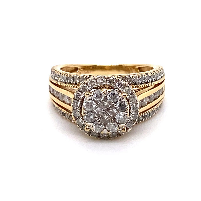 14CT YELLOW GOLD DIAMOND DRESS RING VALUED @ $3799