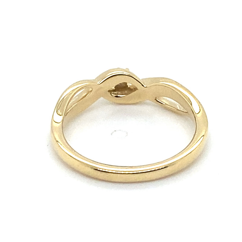 10CT YELLOW GOLD DIAMONDS SET IN CROSS OVER PATTERN DRESS RING