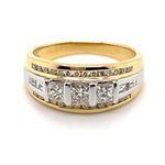 18CT YELLOW & WHITE GOLD THICKENED TOP DIAMOND DRESS RING VALUED @ $5999
