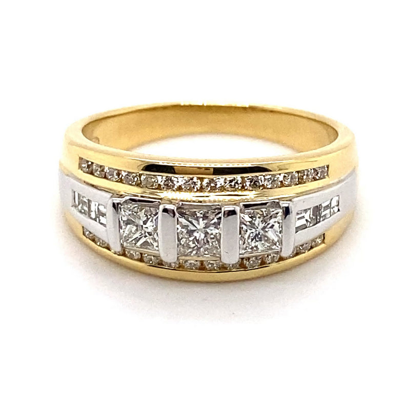 18CT YELLOW & WHITE GOLD THICKENED TOP DIAMOND DRESS RING VALUED @ $5999