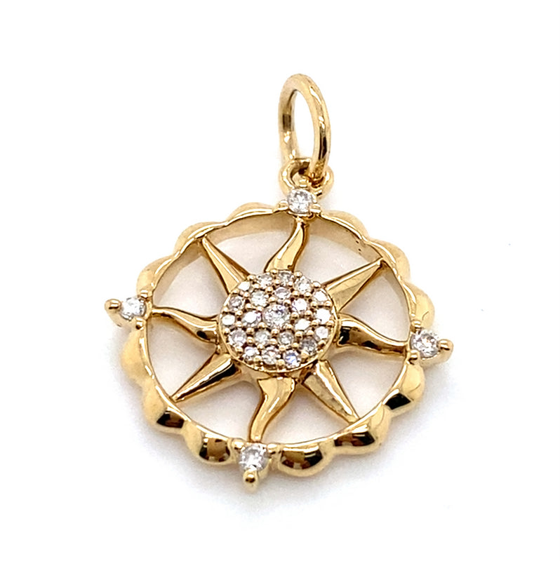 10CT YELLOW GOLD DIAMONDS SET IN SUN PENDANT