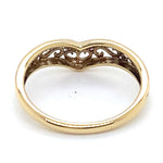9CT YELLOW GOLD 2 DIAMONDS SET IN THE V SHAPE FILIGREE  RING