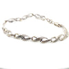 9CT WHITE GOLD DIAMONDS SET IN CROSS OVER LINKS 16CM BRACELET