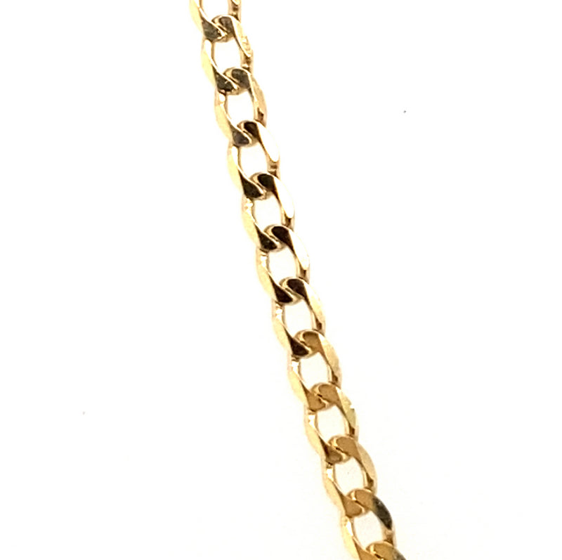 9CT YELLOW GOLD 55CM FLAT OPEN DIAMOND CUT CURB LINK CHAIN