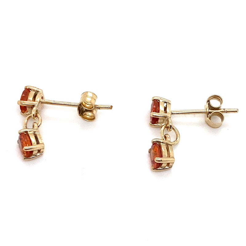 9CT YELLOW GOLD CITRINE DROP STYLE STUD EARRINGS