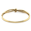 9CT YELLOW GOLD DIAMOND CROSSOVER PATTERN HINGED BANGLE VALUED @ $3499