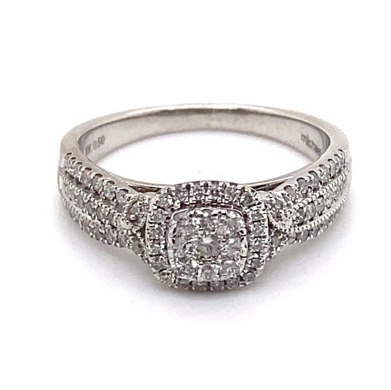 10CT WHITE GOLD FLOW UP STYLE DIAMOND DRESS RING VALUED @ $2599