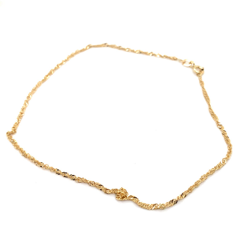 9CT YELLOW GOLD 27CM SINGAPORE TWIST ANKLET