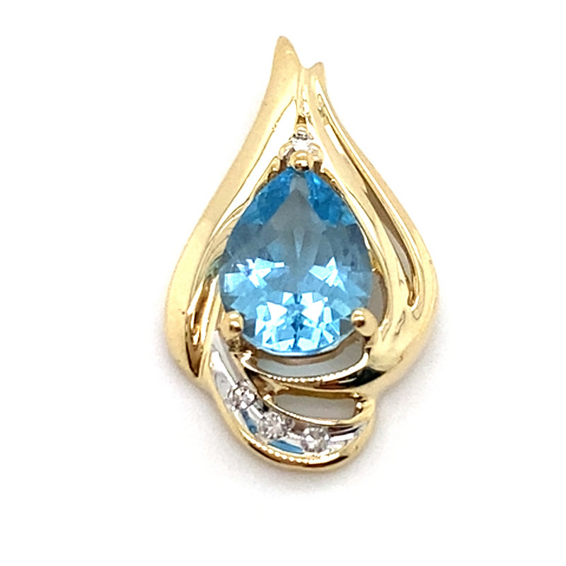 9CT YELLOW GOLD TOPAZ & DIAMOND PENDANT