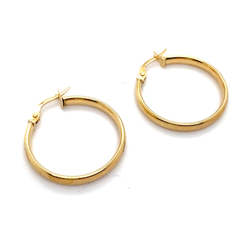 9CT YELLOW GOLD FLAT HOLLOW HOOP EARRING