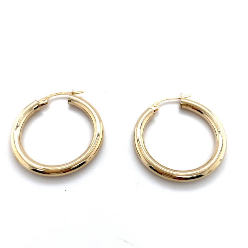 9CT YELLOW GOLD ROUND HOOP EARRINGS TW 1.6g