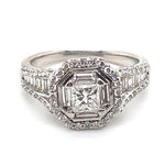 18CT WHITE GOLD SPLIT SHOULDER DIAMOND DRESS RING VALUED @ $8699