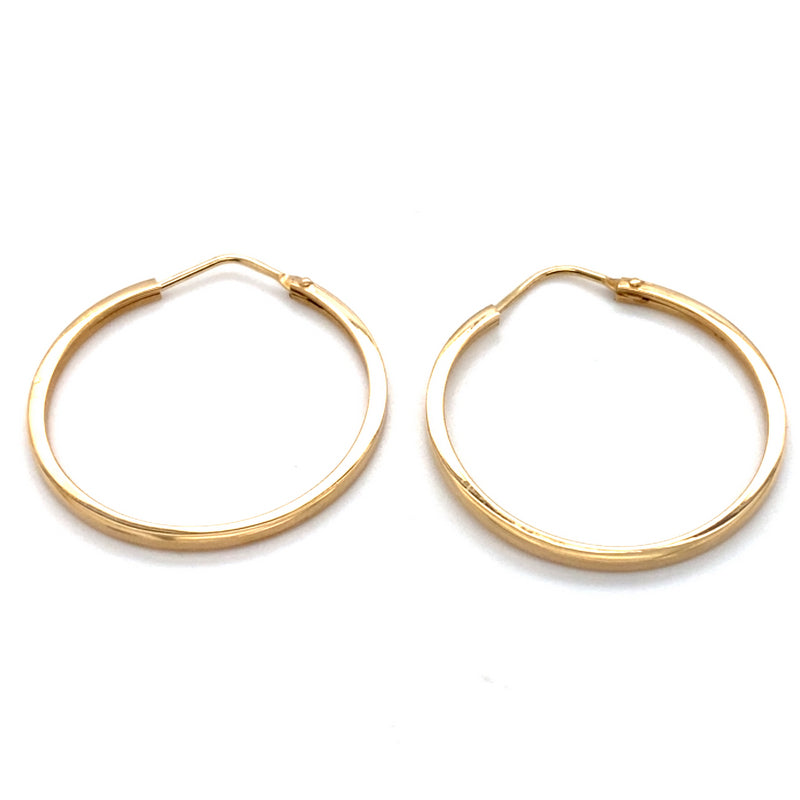 14CT YELLOW GOLD ROUND HOOP EARRINGS TW 1.2g
