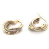 9CT YELLOW & WHITE GOLD THREE HOOP TWIST EARRINGS TW 0.9g