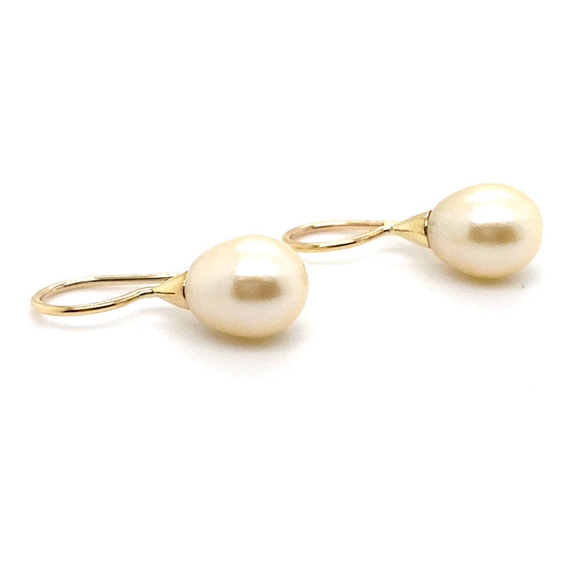 9CT YELLOW GOLD CULTURED PEARLS IN DROP STYLE EARRINGS