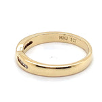 9CT YELLOW GOLD CHANNEL SET DIAMONDS IN CROSS OVER PATTERN DRESS RING