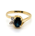 14CT YELLOW GOLD OVAL SAPPHIRE & DIAMOND DRESS RING