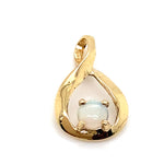 9CT YELLOW GOLD COBOCHON CUT LIGHT OPAL PENDANT