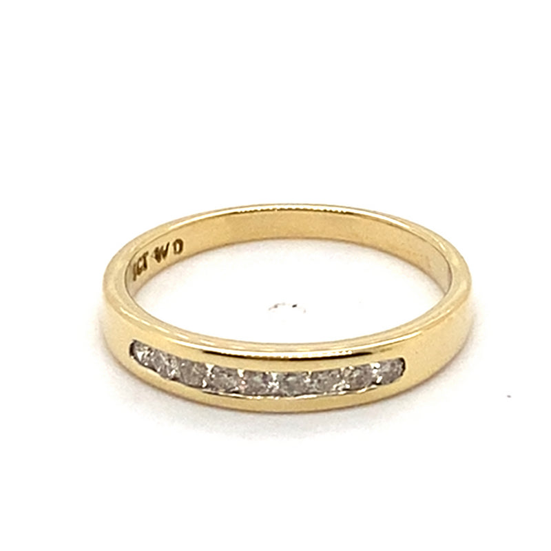 9CT YELLOW GOLD ROUND BRILLIANT CUT CHANNEL SET DIAMOND DRESS RING