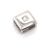 9CT WHITE GOLD PRINCESS CUT HAMMER SET DIAMOND PENDANT