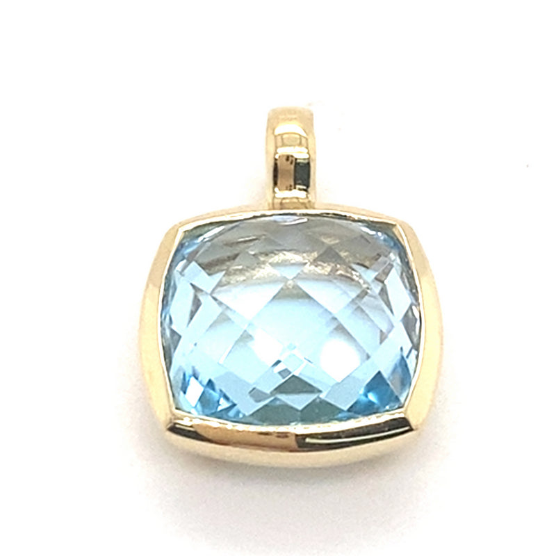 9CT YELLOW GOLD CHECKERBOARD PATTERN TOPAZ PENDANT