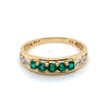 9CT YELLOW GOLD SYNTHETIC EMERALD & DIAMOND DRESS RING