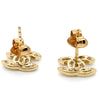 9CT YELLOW GOLD CUBIC ZIRCONIAS SET IN CROSS OVER C STUD EARRINGS