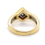 18CT YELLOW & WHITE GOLD BEZEL SET DIAMOND DRESS RING VALUED @ $5499