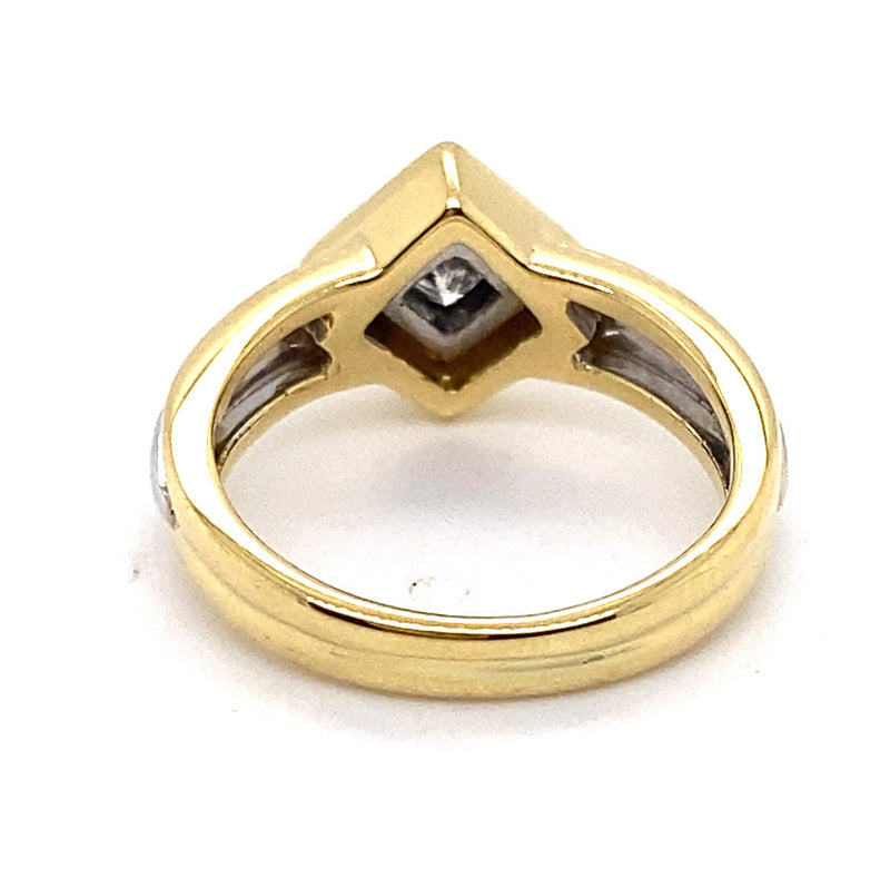 18CT YELLOW & WHITE GOLD BEZEL SET DIAMOND DRESS RING VALUED @ $5499