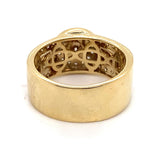 9CT YELLOW GOLD THICKENED TOP DIAMOND DRESS RING VALUED @ $3899
