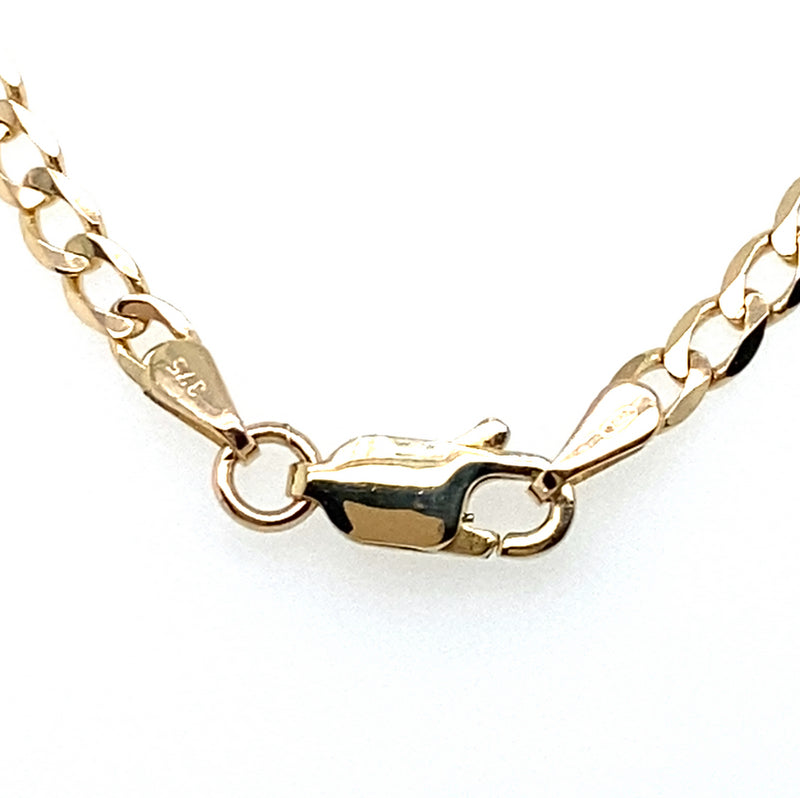 9CT YELLOW 55CM GOLD FLAT OPEN DIAMOND CUT CURB LINK CHAIN
