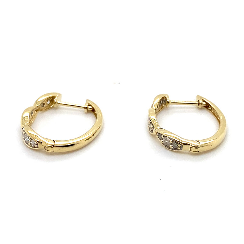10CT YELLOW GOLD DIAMONDS SET IN FRONT OF CROSSOVER HUGGIE EARRINGS