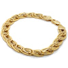 9CT YELLOW GOLD 20CM PATTERNED DOUBLE CURB LINK HOLLOW BRACELET
