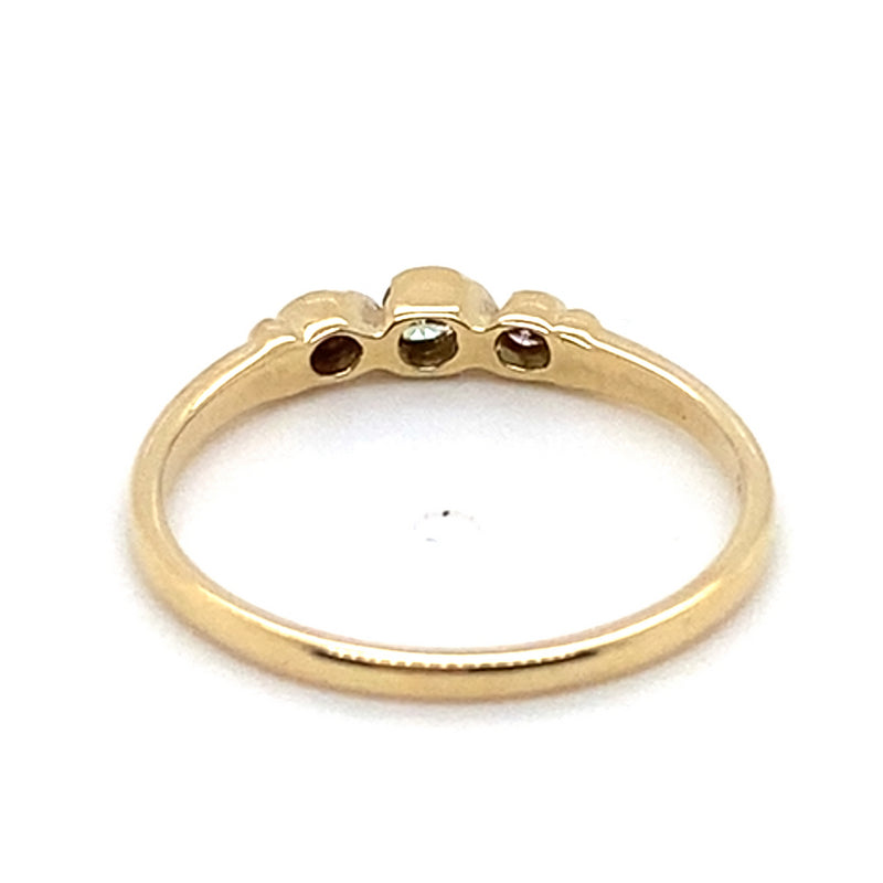 9CT YELLOW GOLD DIAMONDS SEMI BEZEL SET IN RAISED TRILOGY SETTING DRESS RING