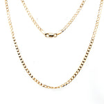 9CT YELLOW GOLD 50CM FLAT OPEN DIAMOND CUT CURB LINK CHAIN