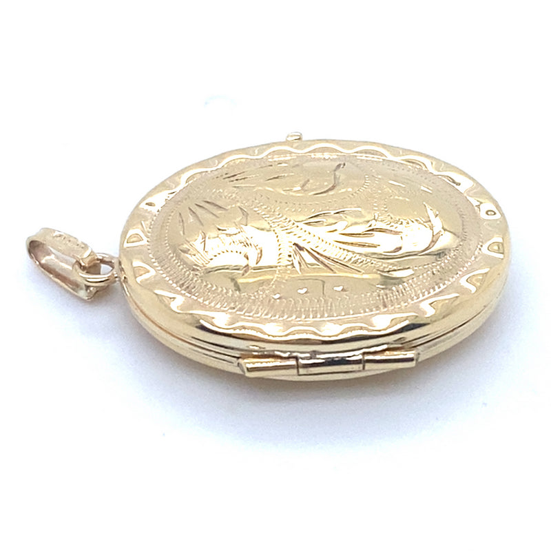 9CT YELLOW GOLD PATTERNED LOCKET PENDANT