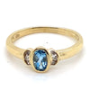 9CT YELLOW GOLD BEZEL SET TOPAZ AND DIAMOND DRESS RING