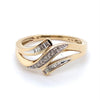9CT YELLOW GOLD DIAMONDS SET IN CROSS OVER PATTERN DRESS RING