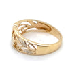 9CT YELLOW GOLD DIAMOND SET IN HEART WITH FLOWER SCROLL SHOULDERS RING