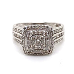 9CT WHITE GOLD FLOW UP STYLE DIAMOND DRESS RING VALUED @ $3299
